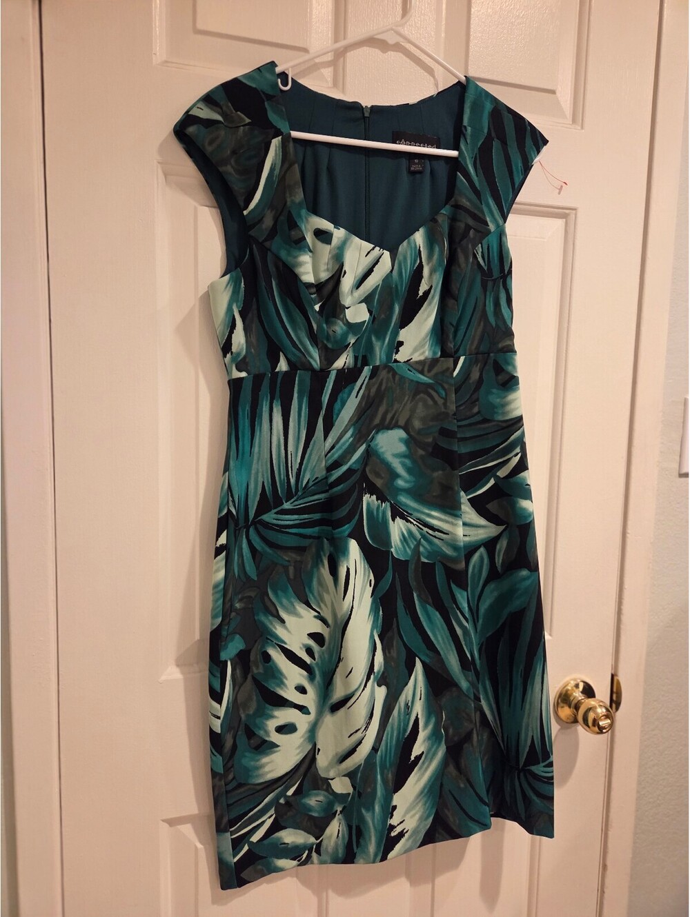 Connected Apparel Clean Girl Tropical Leaf Sheath Dress Knee-size 10